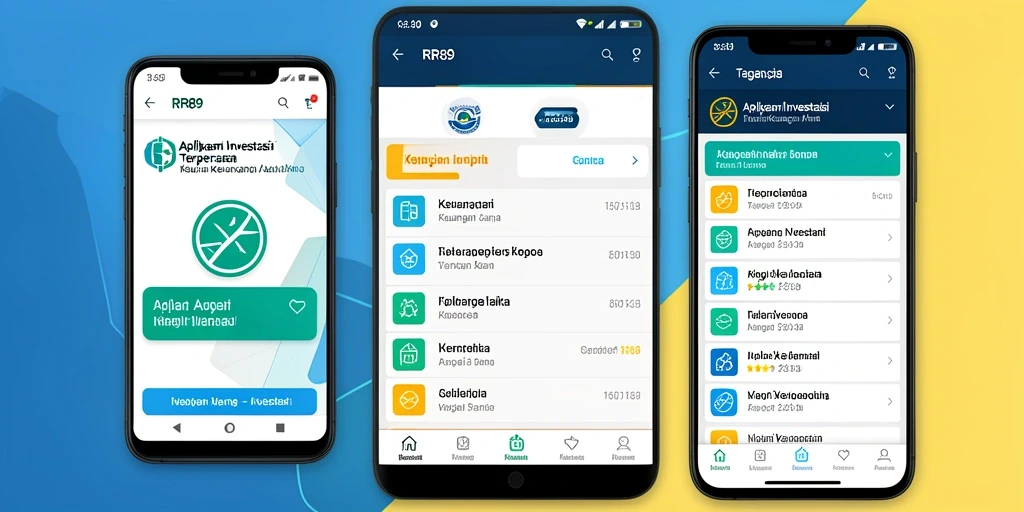 Screenshot utama RR89 dengan antarmuka aplikasi Investasi yang modern.