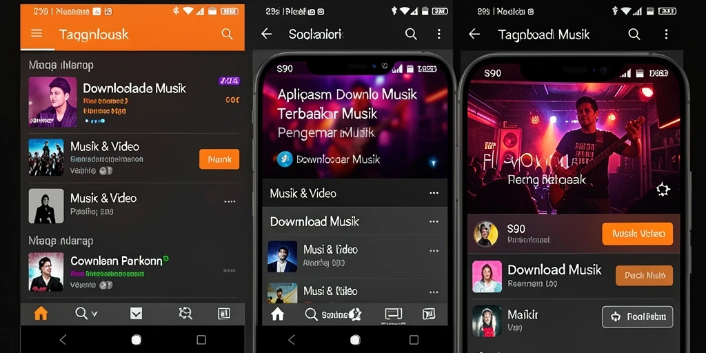 Antarmuka S80 dengan fungsi download musik yang sederhana.