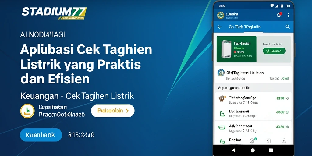 Tampilan antarmuka aplikasi Cek Tagihan Listrik STADIUM77 yang informatif.